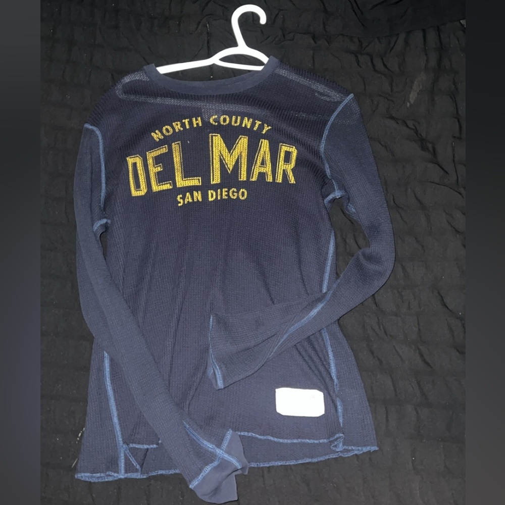 Hollister Navy Top with Yellow Del Mar Print